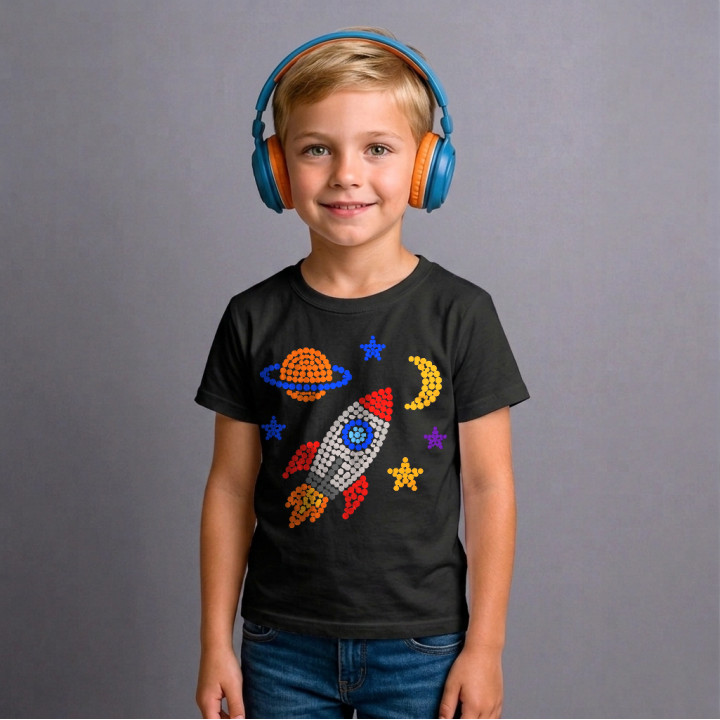 Rachetă și spațiu din puncte - ziua punctului - tricou pentru copii