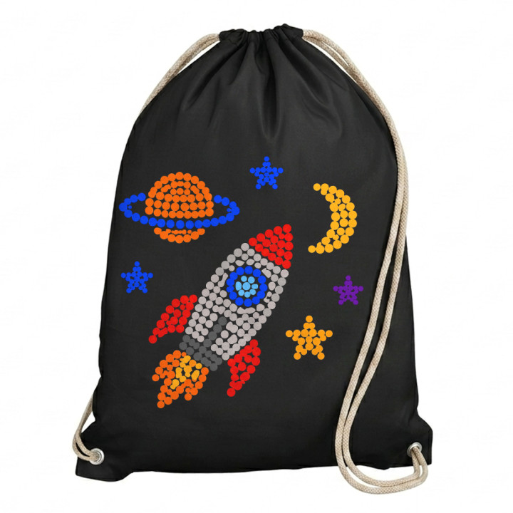 Rachetă și spațiu din puncte - ziua punctului - sac cu șnur