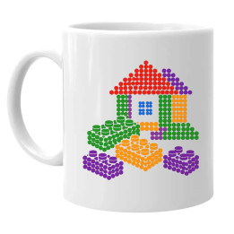 Căsuță din piese de construcție din puncte - ziua punctului - cană - inspirat de piesele LEGO