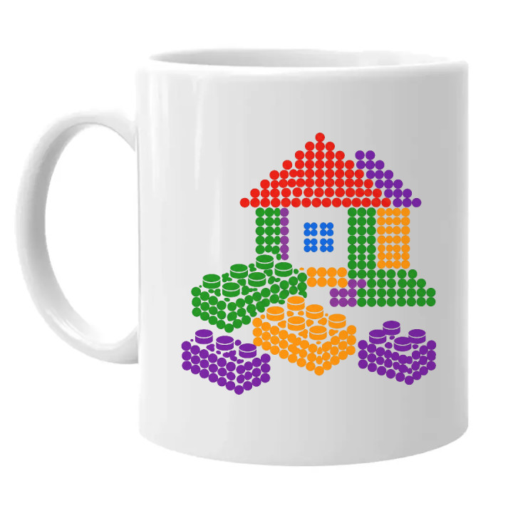 Căsuță din piese de construcție din puncte - ziua punctului - cană - inspirat de piesele LEGO