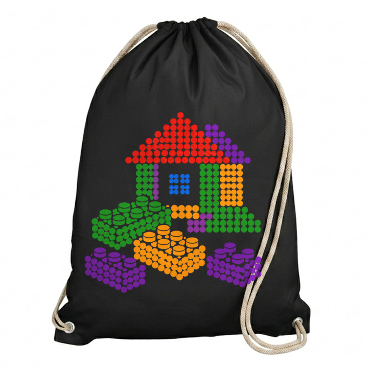 Căsuță din piese de construcție din puncte - ziua punctului - sac cu șnur - inspirat de piesele LEGO