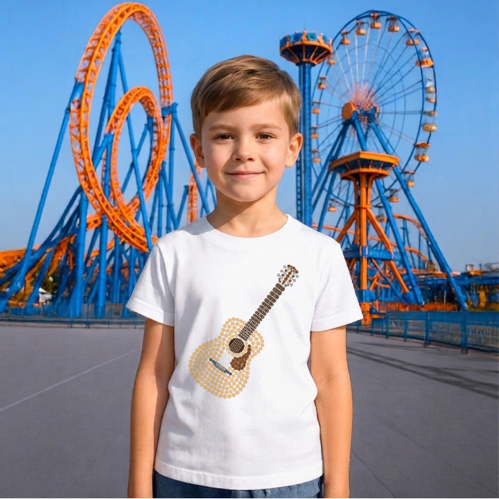 Chitară acustică din puncte - ziua punctului - tricou pentru copii