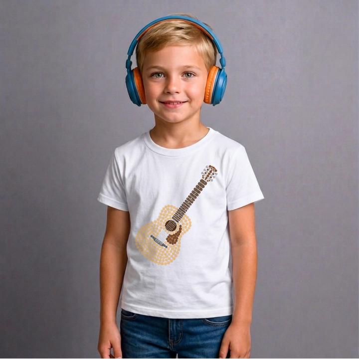 Chitară acustică din puncte - ziua punctului - tricou pentru copii