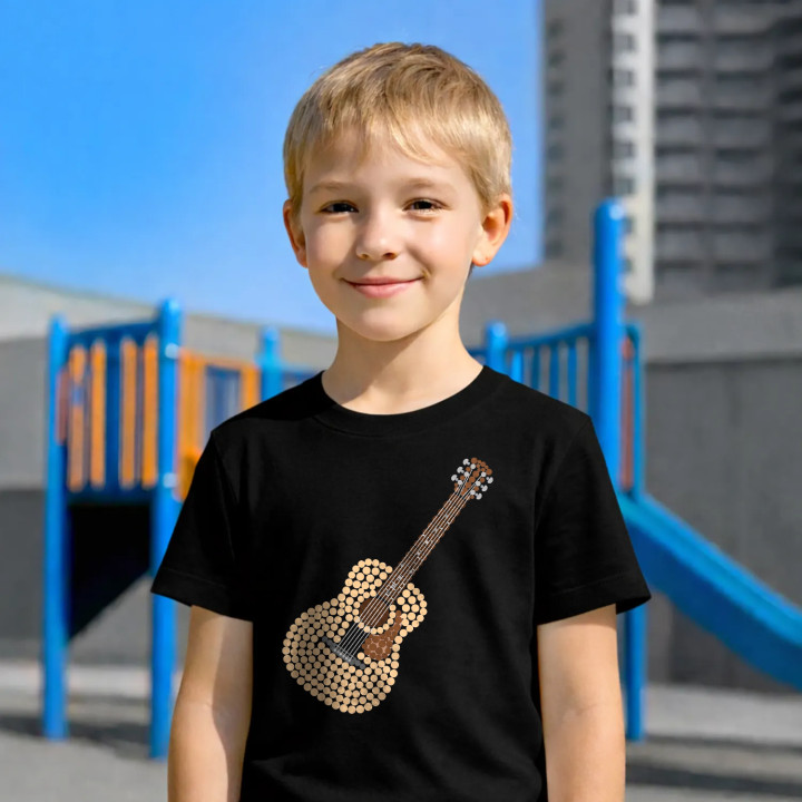Chitară acustică din puncte - ziua punctului - tricou pentru copii