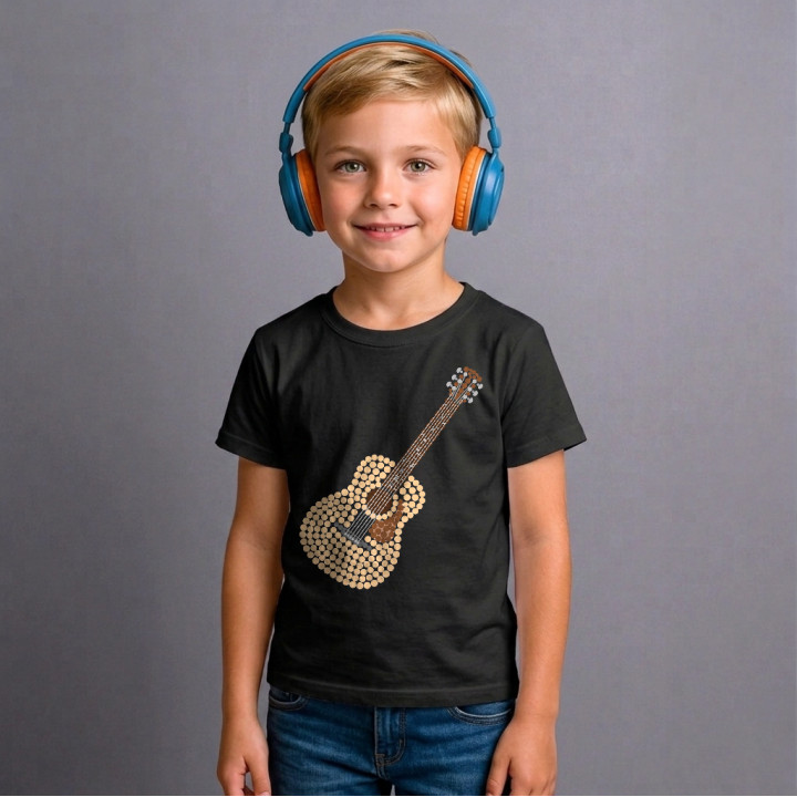 Chitară acustică din puncte - ziua punctului - tricou pentru copii