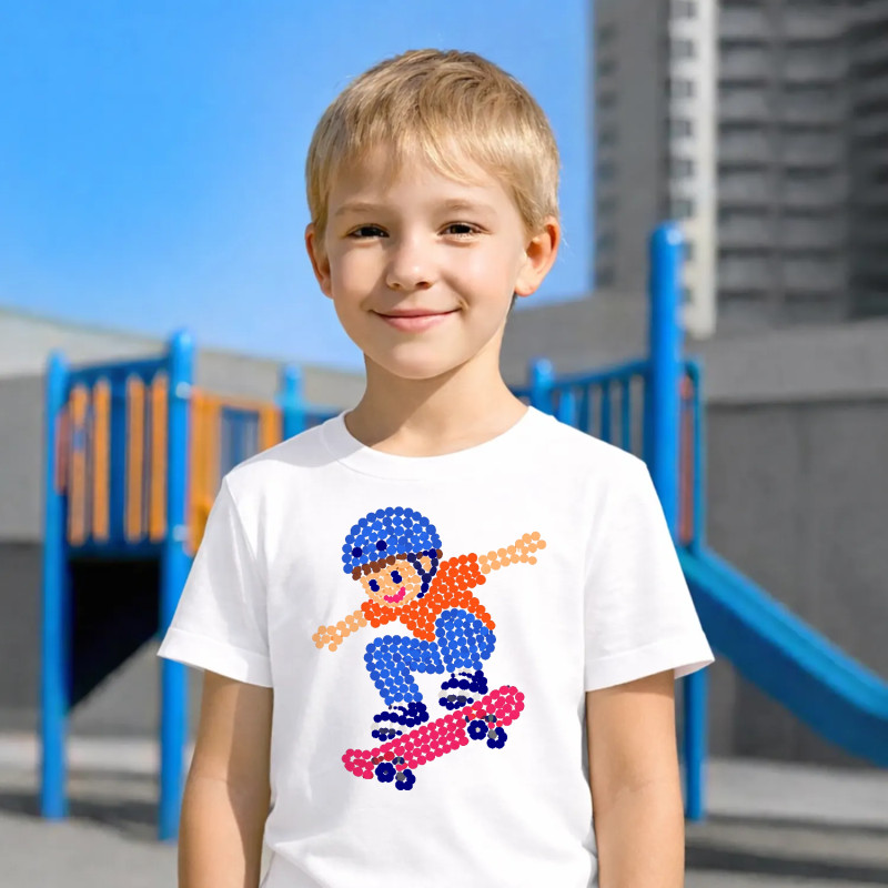 Băiat pe skateboard din puncte - ziua punctului - tricou pentru copii