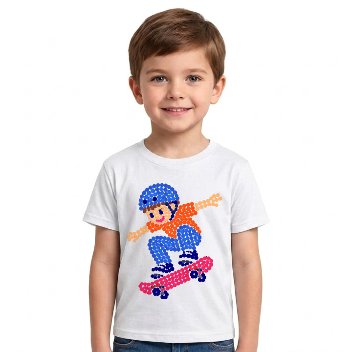 Băiat pe skateboard din puncte - ziua punctului - tricou pentru copii
