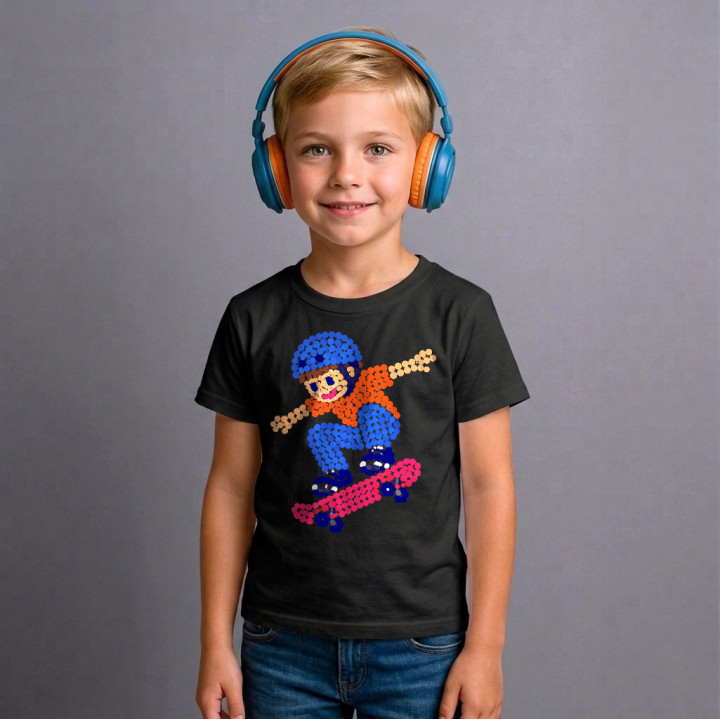 Băiat pe skateboard din puncte - ziua punctului - tricou pentru copii