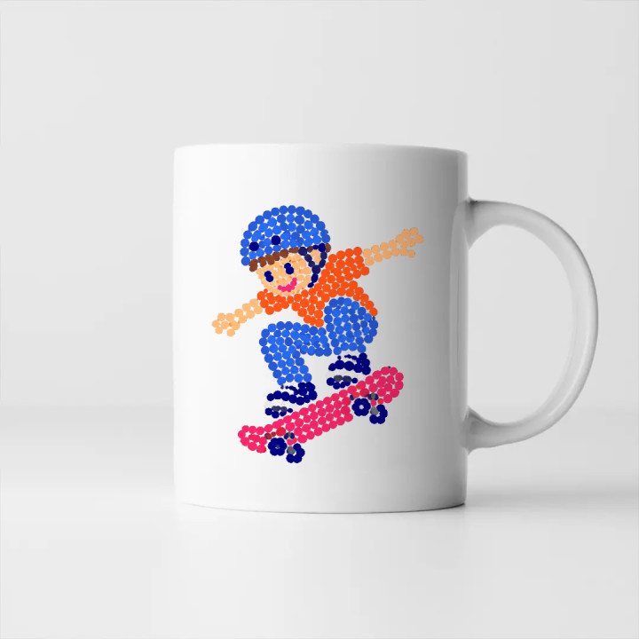 Băiat pe skateboard din puncte - ziua punctului - cană