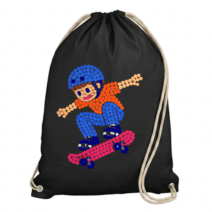 Băiat pe skateboard din puncte - ziua punctului - sac cu șnur