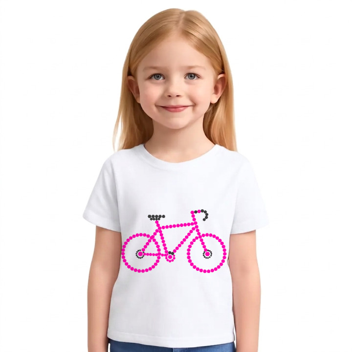 Bicicletă roz din puncte - ziua punctului - tricou pentru copii
