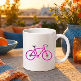 Bicicletă roz din puncte - ziua punctului - cană