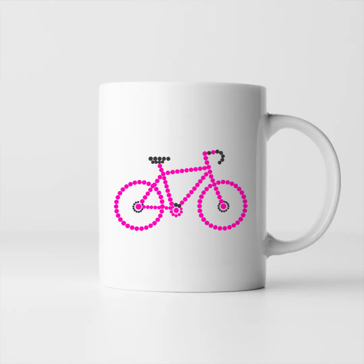 Bicicletă roz din puncte - ziua punctului - cană