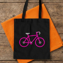 Bicicletă roz din puncte - ziua punctului - sacoșă de bumbac