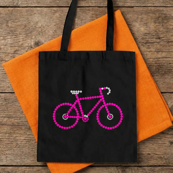 Bicicletă roz din puncte - ziua punctului - sacoșă de bumbac
