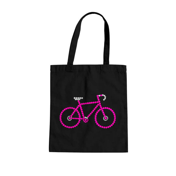 Bicicletă roz din puncte - ziua punctului - sacoșă de bumbac