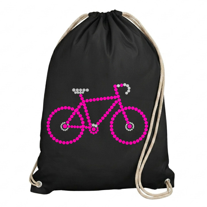 Bicicletă roz din puncte - ziua punctului - sac cu șnur