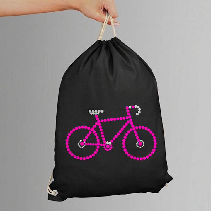 Bicicletă roz din puncte - ziua punctului - sac cu șnur