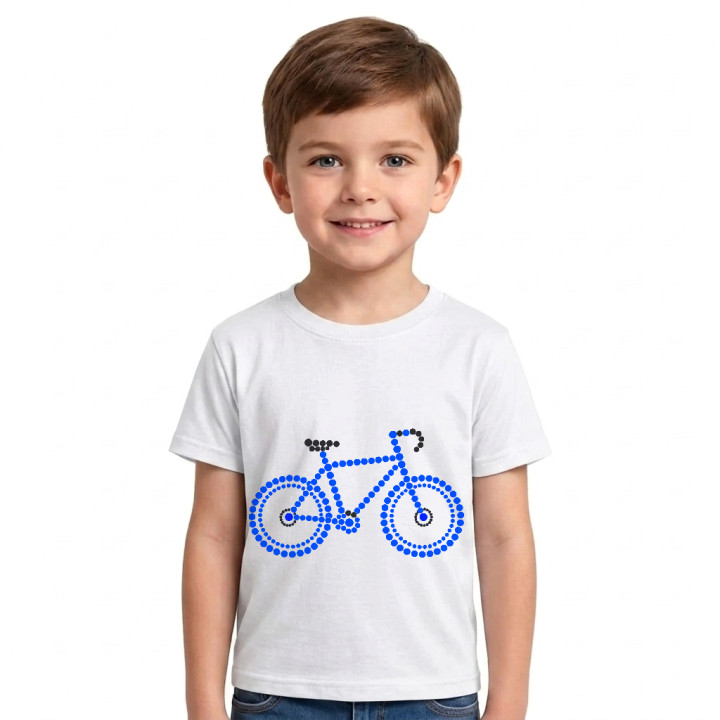 Bicicletă albastră din puncte - ziua punctului - tricou pentru copii