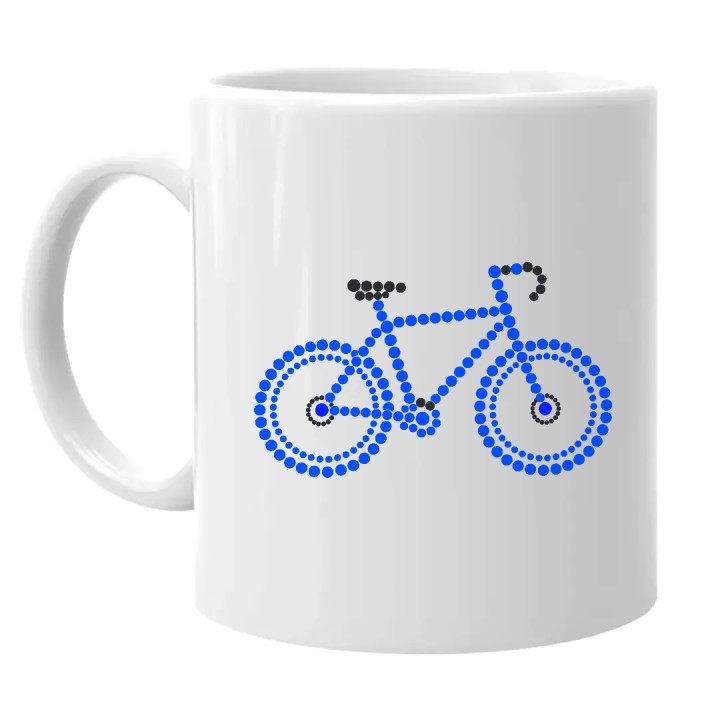 Bicicletă albastră din puncte - ziua punctului - cană