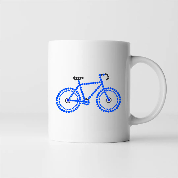 Bicicletă albastră din puncte - ziua punctului - cană