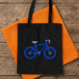 Bicicletă albastră din puncte - ziua punctului - sacoșă de bumbac
