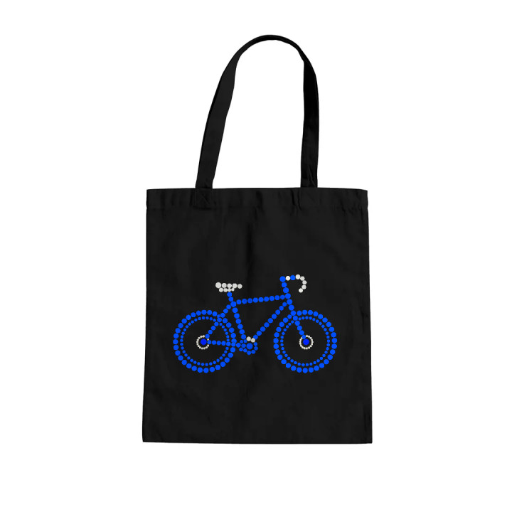 Bicicletă albastră din puncte - ziua punctului - sacoșă de bumbac