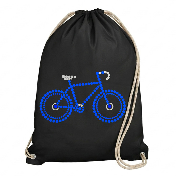 Bicicletă albastră din puncte - ziua punctului - sac cu șnur