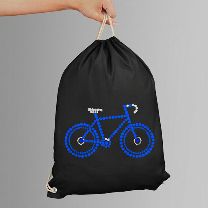 Bicicletă albastră din puncte - ziua punctului - sac cu șnur