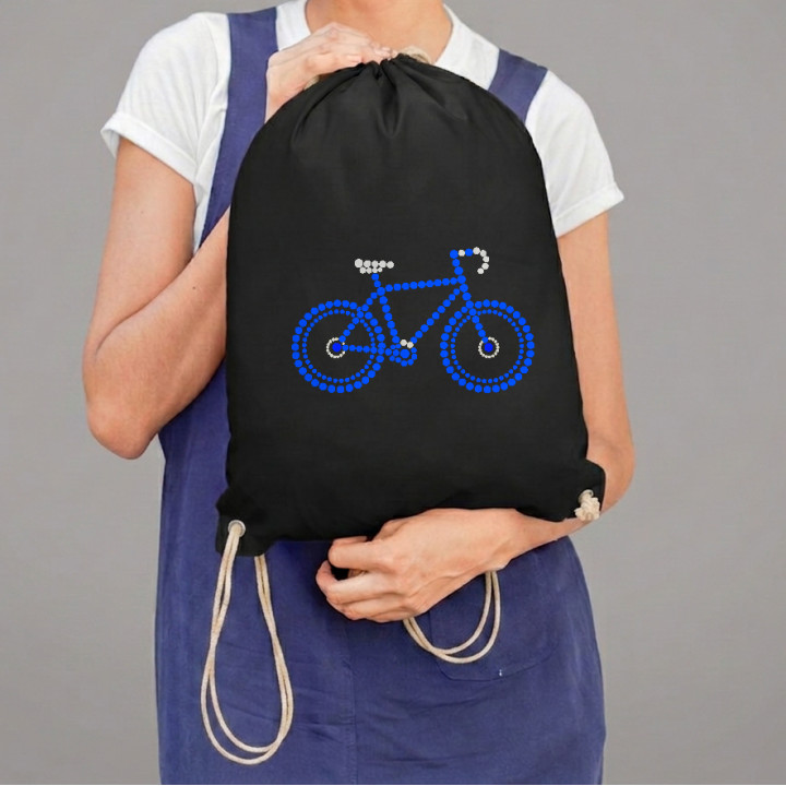 Bicicletă albastră din puncte - ziua punctului - sac cu șnur