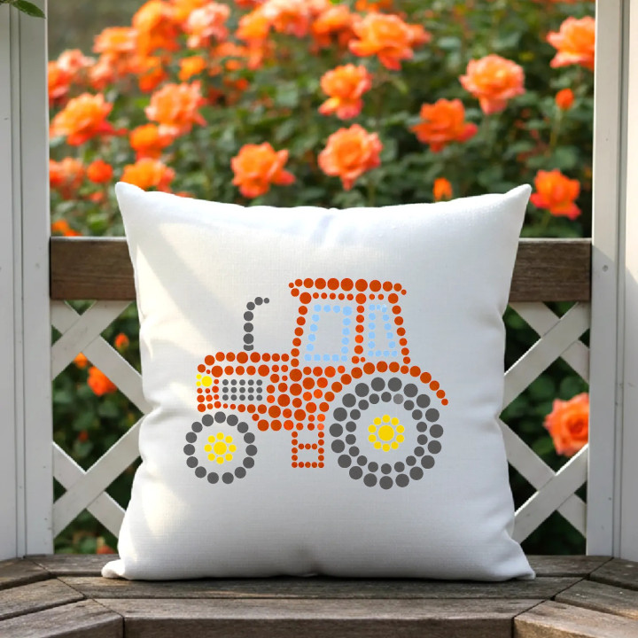 Tractor din puncte - ziua punctului - pernă