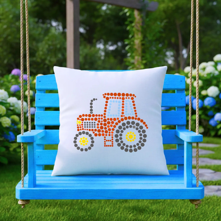 Tractor din puncte - ziua punctului - pernă