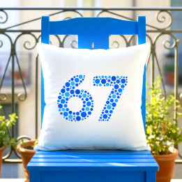 67 albastru din puncte - ziua punctului - pernă
