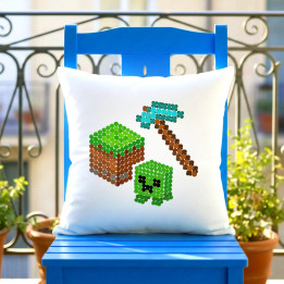 Lume din blocuri din puncte - ziua punctului - pernă - inspirat de Minecraft