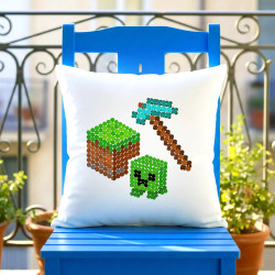 Lume din blocuri din puncte - ziua punctului - pernă - inspirat de Minecraft