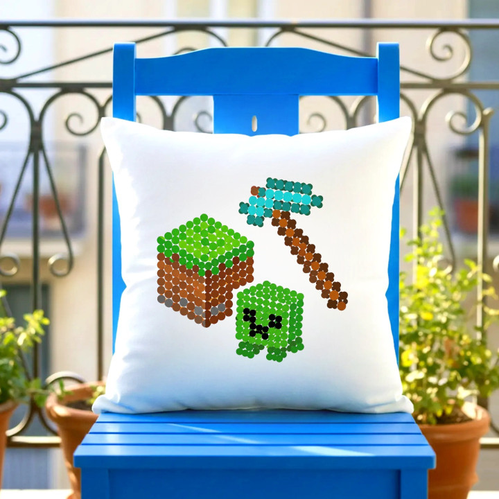 Lume din blocuri din puncte - ziua punctului - pernă - inspirat de Minecraft