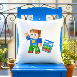 Jucător cu blocuri din puncte - ziua punctului - pernă - inspirat de Roblox