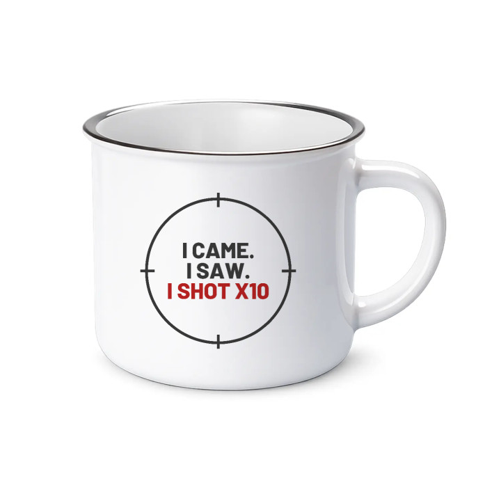 I came. I saw. I shot X10 - cană emailată pentru pasionații de tir