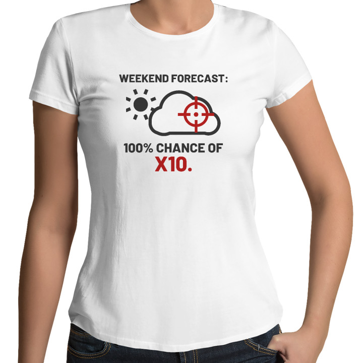 Weekend forecast: 100% chance of X10 - tricou de damă pentru pasionații de tir