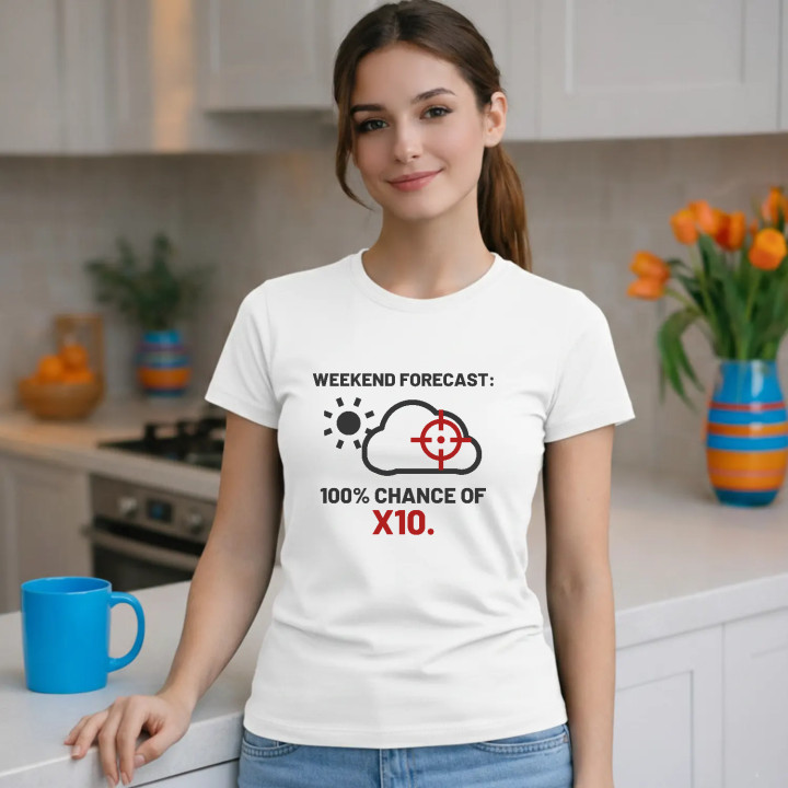 Weekend forecast: 100% chance of X10 - tricou de damă pentru pasionații de tir