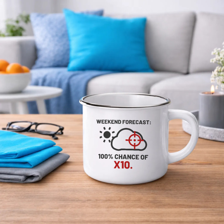 Weekend forecast: 100% chance of X10 - cană emailată pentru pasionații de tir