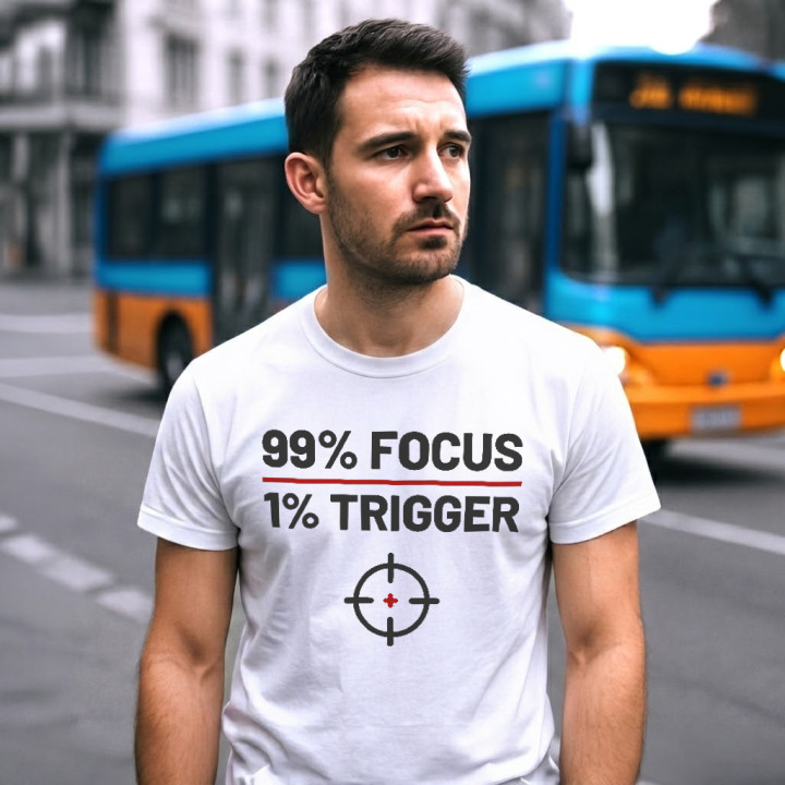99% focus, 1% trigger - tricou bărbătesc pentru pasionații de tir