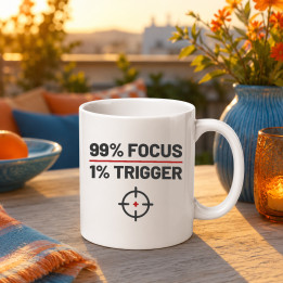 99% focus, 1% trigger - cană pentru pasionații de tir