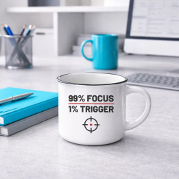 99% focus, 1% trigger - cană emailată pentru pasionații de tir