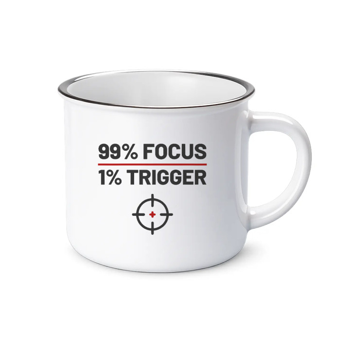 99% focus, 1% trigger - cană emailată pentru pasionații de tir
