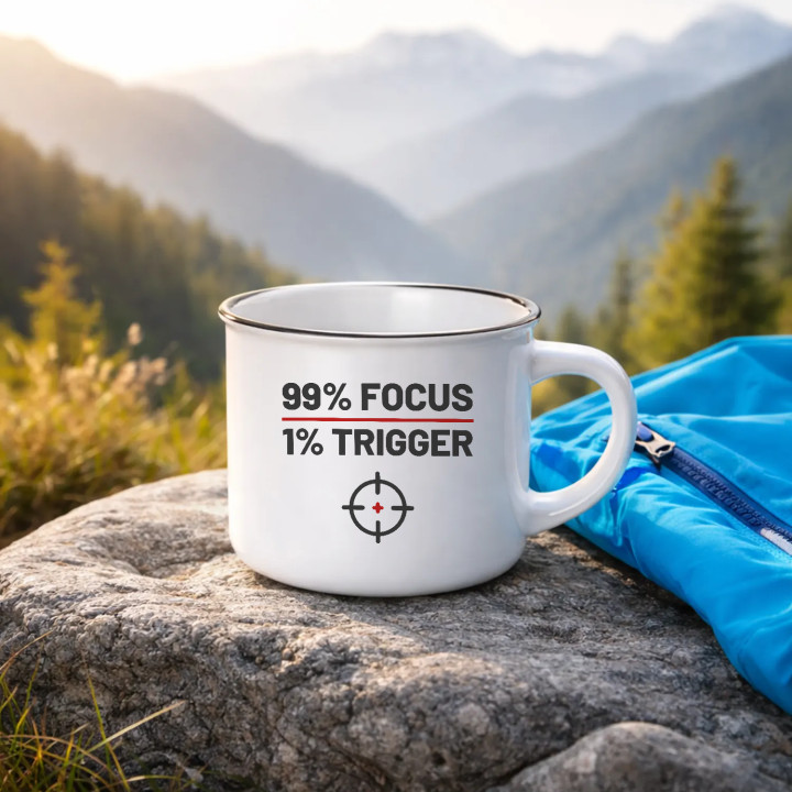 99% focus, 1% trigger - cană emailată pentru pasionații de tir