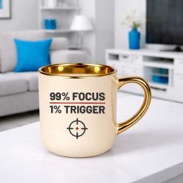 99% focus, 1% trigger - cană elegantă pentru pasionații de tir
