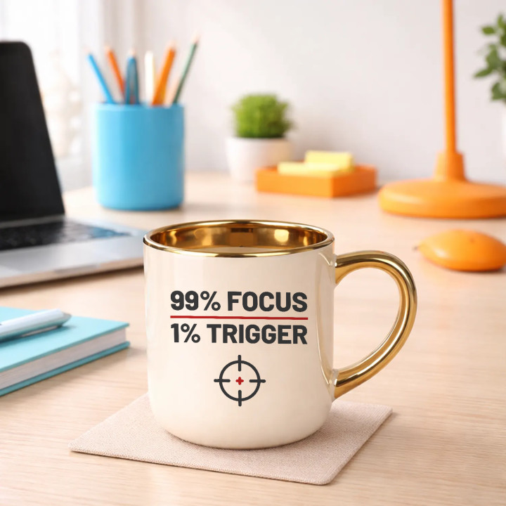 99% focus, 1% trigger - cană elegantă pentru pasionații de tir