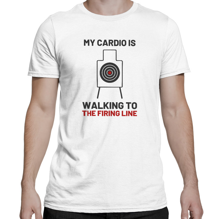 My cardio is walking to the firing line - tricou bărbătesc pentru pasionații de tir