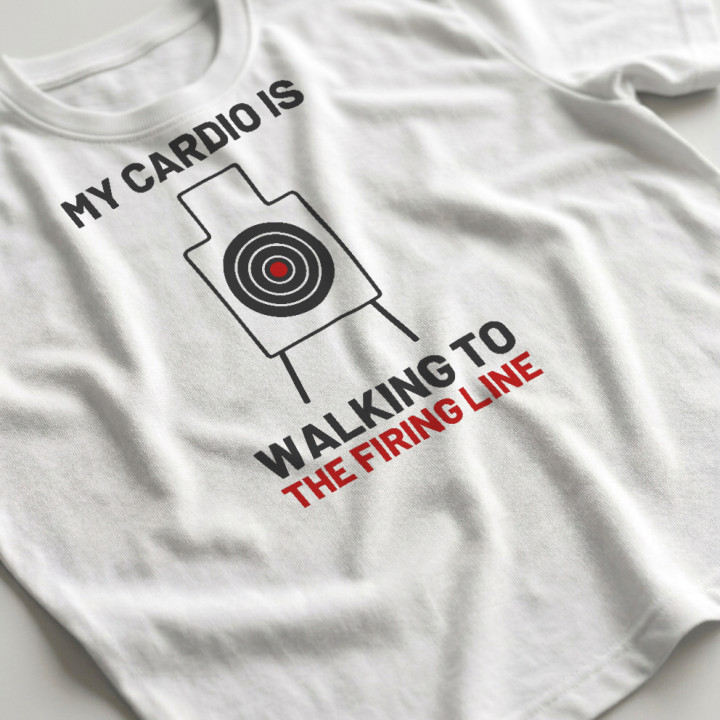 My cardio is walking to the firing line - tricou bărbătesc pentru pasionații de tir
